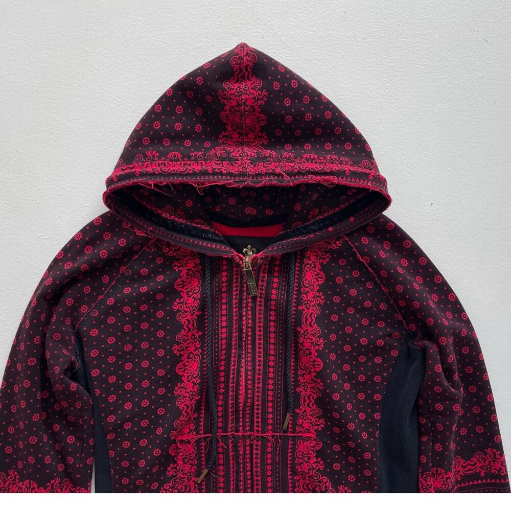 Red By Marc Ecko Y2K 2010s Red Bandana Womens Hoodie / Sz L / Slim Fit Cropped - Picture 4 of 11
